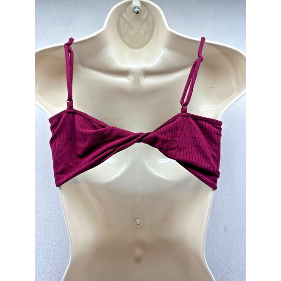 Intimately Free People Golden Hour Set Size M Skirt Crop Top Maroon Ribbed Twist - Picture 7 of 13